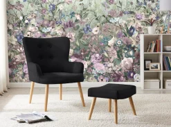 OTTO home Sessel »Levent, Ohrensessel mit Hocker,« in unterschiedlichen Bezugsqualitäten, Sitzhöhe 40 cm