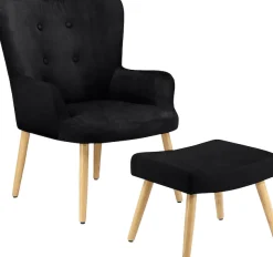 OTTO home Sessel »Levent, Ohrensessel mit Hocker,« in unterschiedlichen Bezugsqualitäten, Sitzhöhe 40 cm