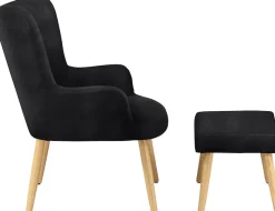 OTTO home Sessel »Levent, Ohrensessel mit Hocker,« in unterschiedlichen Bezugsqualitäten, Sitzhöhe 40 cm