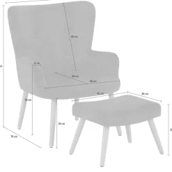 OTTO home Sessel »Levent, Ohrensessel mit Hocker,« in unterschiedlichen Bezugsqualitäten, Sitzhöhe 40 cm