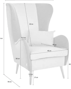 OTTO home Sessel »Salla Bezug Bouclé oder Struktur fein, Ohrensessel« wahlweise mit oder ohne Hocker; großer Sessel: Maße B/T/H: 78/94/118cm