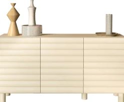 OTTO home Sideboard »Adria, 152 cm breit, 3 Türen, Anrichte, Kommode, Stauraumschrank« Korpus Talco Spatolato, MDF-Fronten in 3D-Design, viel Stauraum