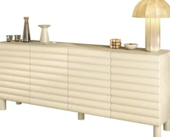 OTTO home Sideboard »Adria, 202 cm breit, 4 Türen, Anrichte, Kommode, Stauraumschrank« Korpus Talco Spatolato, MDF-Fronten in 3D-Design, viel Stauraum