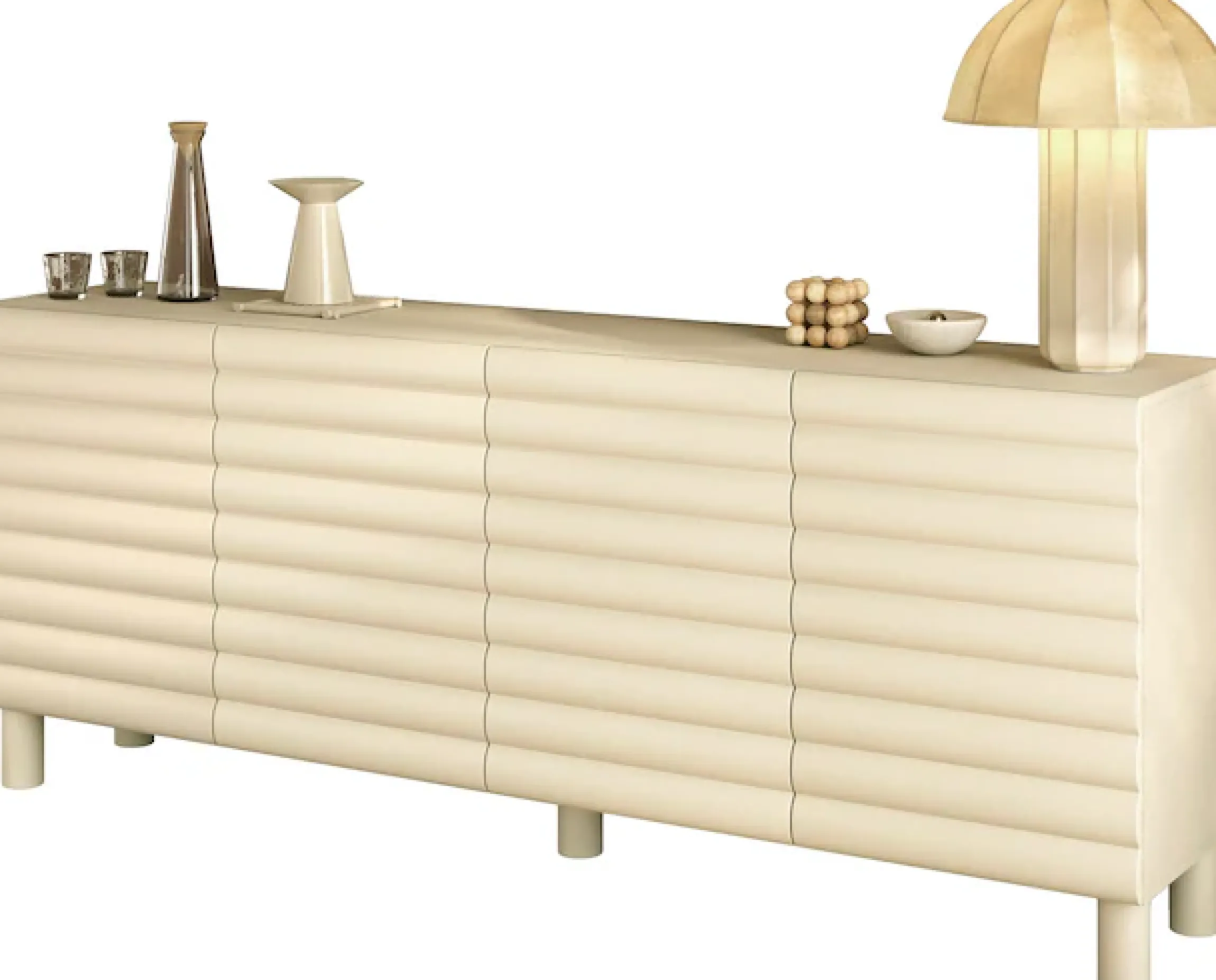 OTTO home Sideboard »Adria, 202 cm breit, 4 Türen, Anrichte, Kommode, Stauraumschrank« Korpus Talco Spatolato, MDF-Fronten in 3D-Design, viel Stauraum
