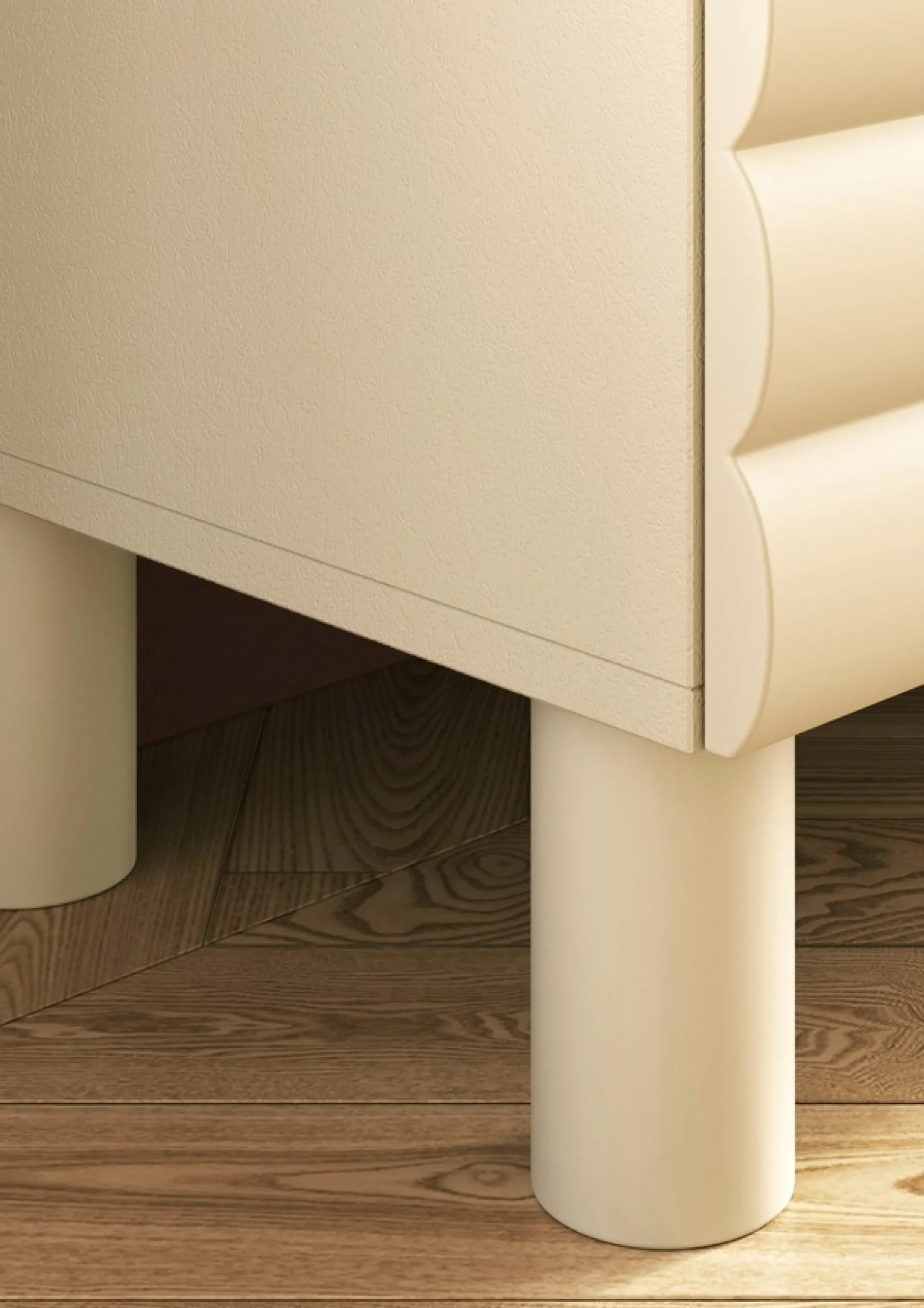 OTTO home Sideboard »Adria, 202 cm breit, 4 Türen, Anrichte, Kommode, Stauraumschrank« Korpus Talco Spatolato, MDF-Fronten in 3D-Design, viel Stauraum