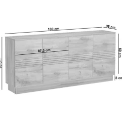 OTTO home Sideboard »Angers« Kommode, Push-to-open, 4 Türen, Breite 180 cm