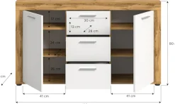 OTTO home Sideboard »AOSTA, Breite 125 cm, 2 Türen, 3 Schubkästen, 4 Fachböden« in verschiedenen Farbausführungen, individuell kombinierbar,Kommode, Schrank, Anrichte, Standschrank, Board, Wohnzimmer