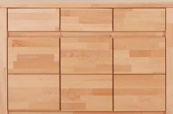 OTTO home Sideboard »Burano,127cm breit, Fronten Massivholz,3 Türen,3 Schubladen,6 Fächer« Holz massiv,Holzwerkstoff,Griffmulden,Böden variabel einsetzbar
