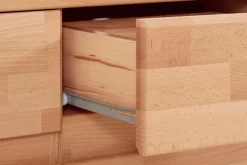 OTTO home Sideboard »Burano,127cm breit, Fronten Massivholz,3 Türen,3 Schubladen,6 Fächer« Holz massiv,Holzwerkstoff,Griffmulden,Böden variabel einsetzbar