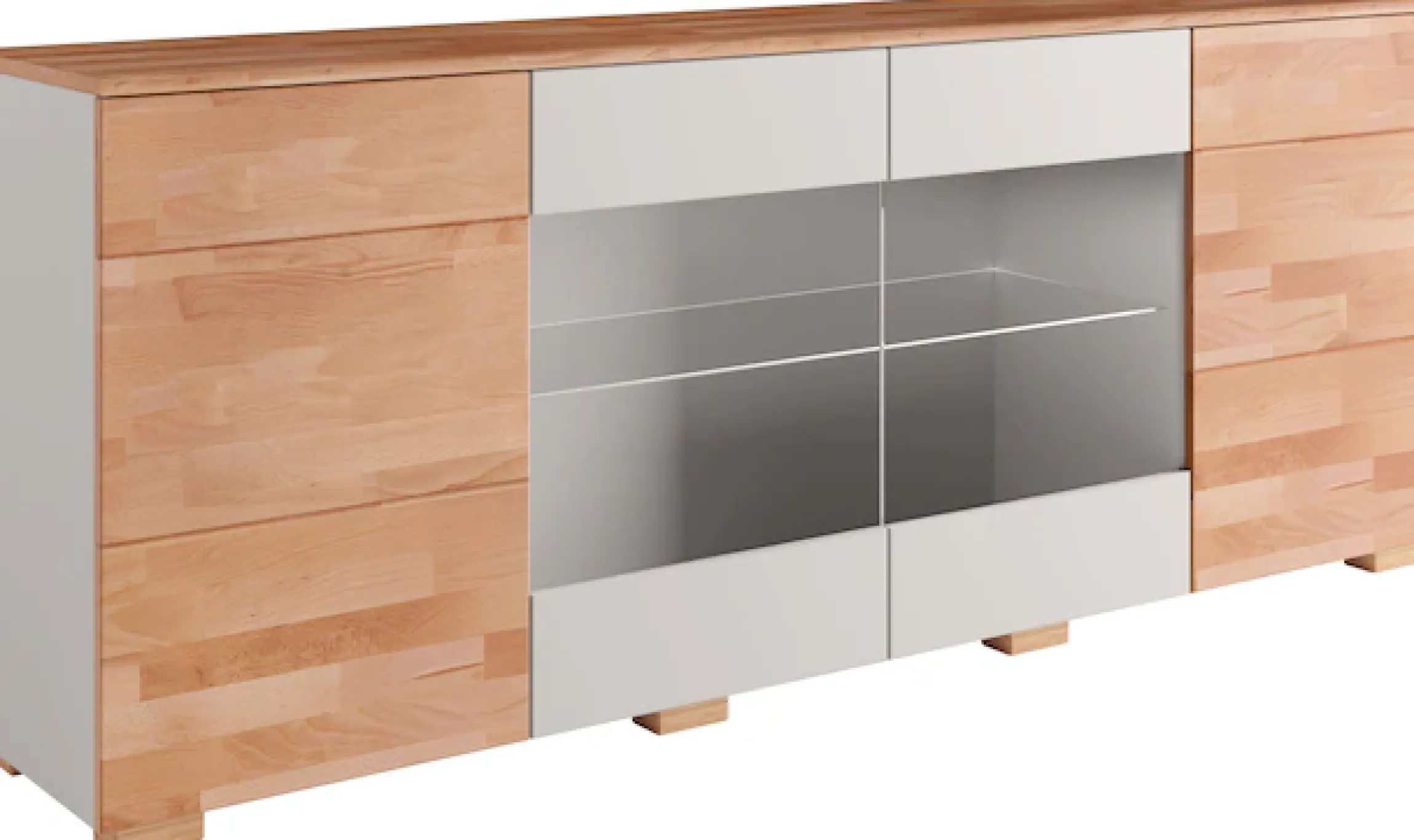 OTTO home Sideboard »Citra teilmassiv« Breite 200cm,moderne grifflose Optik mit push to open Funktion