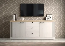 OTTO home Sideboard »Country Breite 211 cm, Kommode 2 Türen u. 3 Schubkästen, Anrichte« im Landhausstil, viel Stauraum, mit Metallgriffe, MDF Rahmen