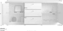 OTTO home Sideboard »Country Breite 211 cm, Kommode 2 Türen u. 3 Schubkästen, Anrichte« im Landhausstil, viel Stauraum, mit Metallgriffe, MDF Rahmen