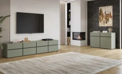 OTTO home Sideboard »Cross,Breite 119,5 cm, moderne grifflose Kommode,2 Türen/2 Schubkästen« Schubladenschrank,Anrichte mit viel Stauraum, Einlegeböden verstellbar