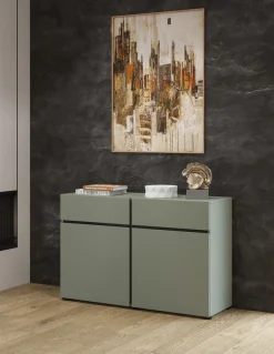 OTTO home Sideboard »Cross,Breite 119,5 cm, moderne grifflose Kommode,2 Türen/2 Schubkästen« Schubladenschrank,Anrichte mit viel Stauraum, Einlegeböden verstellbar