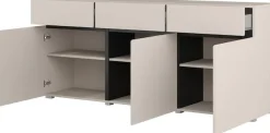 OTTO home Sideboard »Cross,Breite 180 cm, moderne grifflose Kommode,3 Türen/3 Schubkästen« Schubladenschrank mit viel Stauraum, Einlegeböden verstellbar