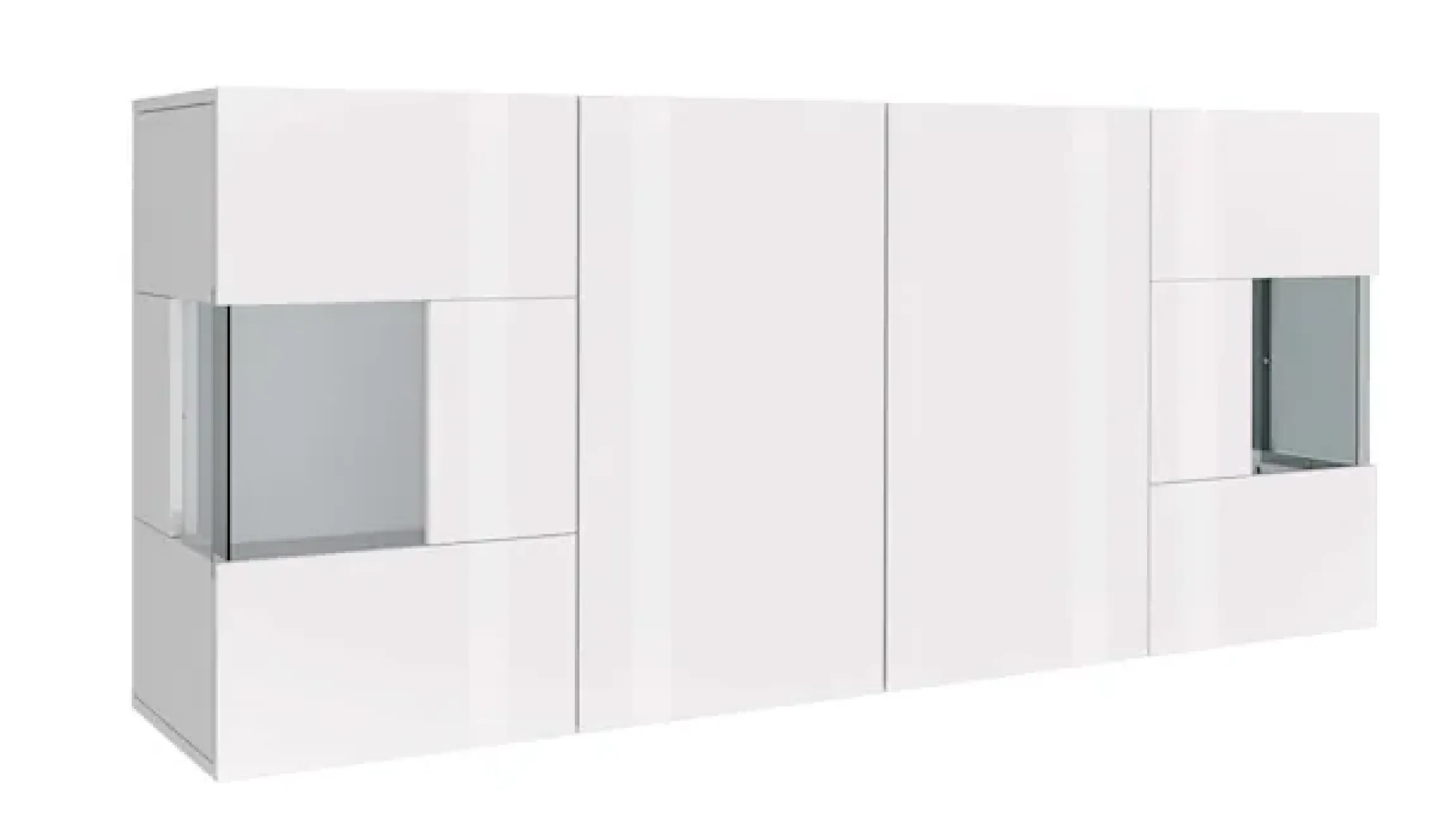 OTTO home Sideboard »Egypt, Kommode, Schrank, Kredenz, Vitrine grifflos« 4 Türen davon 2 mit Glaseinsatz, kompl. Hochglanz lackiert, Breite 180