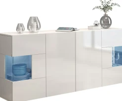 OTTO home Sideboard »Egypt, Kommode, Schrank, Kredenz, Vitrine grifflos« 4 Türen davon 2 mit Glaseinsatz, kompl. Hochglanz lackiert, Breite 180