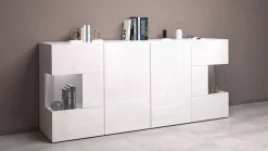 OTTO home Sideboard »Egypt, Kommode, Schrank, Kredenz, Vitrine grifflos« 4 Türen davon 2 mit Glaseinsatz, kompl. Hochglanz lackiert, Breite 180
