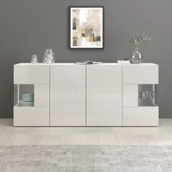OTTO home Sideboard »Egypt, Kommode, Schrank, Kredenz, Vitrine grifflos« 4 Türen davon 2 mit Glaseinsatz, kompl. Hochglanz lackiert, Breite 180