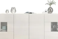 OTTO home Sideboard »Egypt, Kommode, Schrank, Kredenz, Vitrine grifflos« 4 Türen davon 2 mit Glaseinsatz, kompl. Hochglanz lackiert, Breite 180