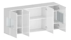 OTTO home Sideboard »Egypt, Kommode, Schrank, Kredenz, Vitrine grifflos« 4 Türen davon 2 mit Glaseinsatz, kompl. Hochglanz lackiert, Breite 180