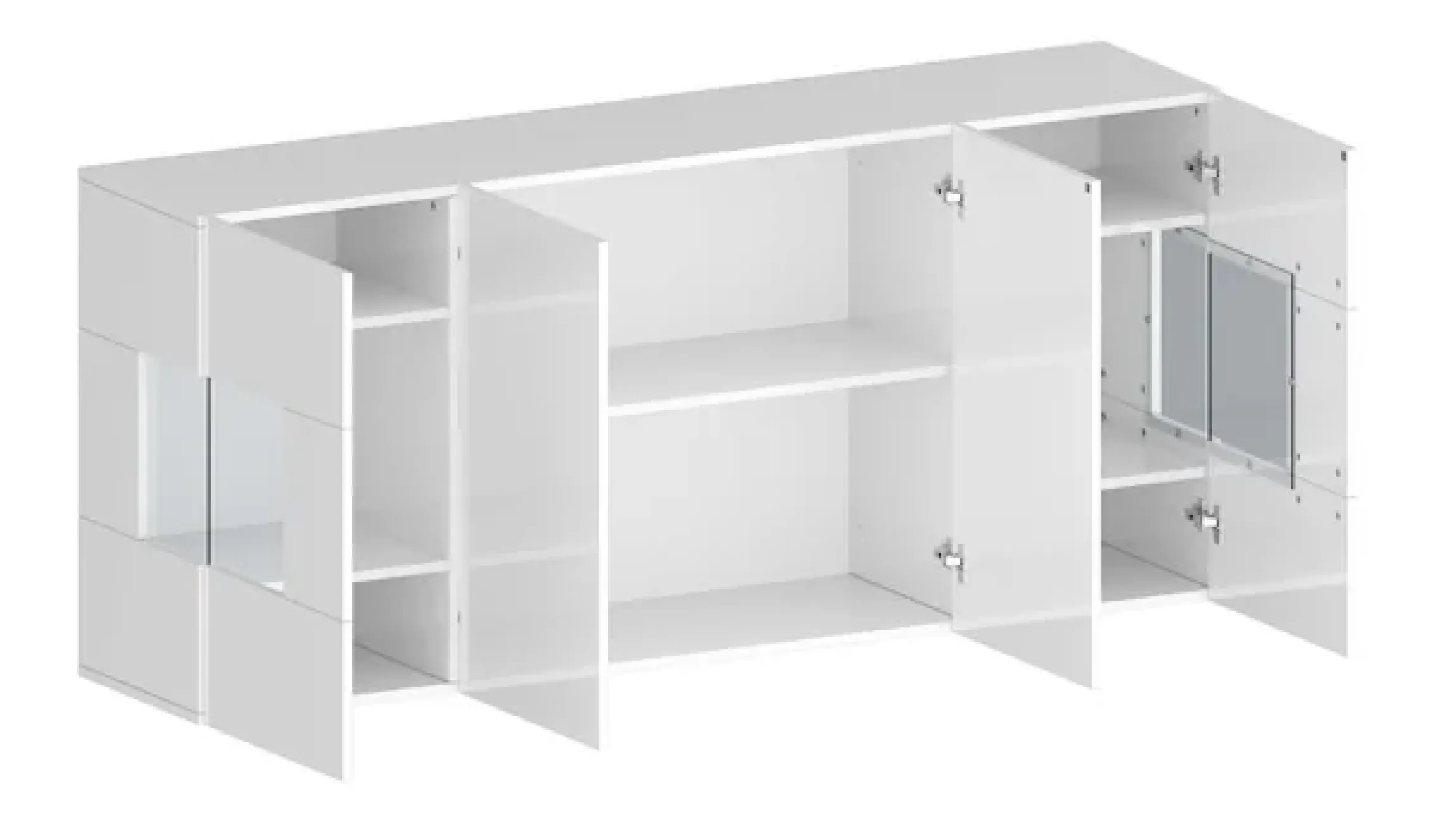 OTTO home Sideboard »Egypt, Kommode, Schrank, Kredenz, Vitrine grifflos« 4 Türen davon 2 mit Glaseinsatz, kompl. Hochglanz lackiert, Breite 180