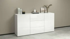 OTTO home Sideboard »Egypt, Kommode, Schrank, grifflos« 2 Türen, 3 Schubkästen, komplett weiß Hochglanz lackiert,Breite 160 cm