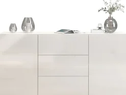 OTTO home Sideboard »Egypt, Kommode, Schrank, grifflos« 2 Türen, 3 Schubkästen, komplett weiß Hochglanz lackiert,Breite 160 cm