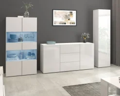 OTTO home Sideboard »Egypt, Kommode, Schrank, grifflos« 2 Türen, 3 Schubkästen, komplett weiß Hochglanz lackiert,Breite 160 cm