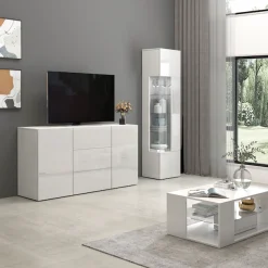 OTTO home Sideboard »Egypt, Kommode, Schrank, grifflos« 2 Türen, 3 Schubkästen, komplett weiß Hochglanz lackiert,Breite 160 cm