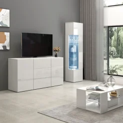 OTTO home Sideboard »Egypt, Kommode, Schrank, grifflos« 2 Türen, 3 Schubkästen, komplett weiß Hochglanz lackiert,Breite 160 cm