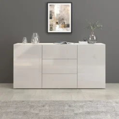 OTTO home Sideboard »Egypt, Kommode, Schrank, grifflos« 2 Türen, 3 Schubkästen, komplett weiß Hochglanz lackiert,Breite 160 cm