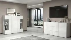 OTTO home Sideboard »Egypt, Kommode, Schrank, grifflos« 2 Türen, 3 Schubkästen, komplett weiß Hochglanz lackiert,Breite 160 cm