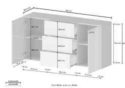 OTTO home Sideboard »Egypt, Kommode, Schrank, grifflos« 2 Türen, 3 Schubkästen, komplett weiß Hochglanz lackiert,Breite 160 cm