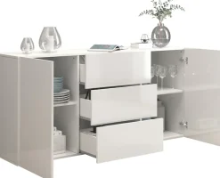 OTTO home Sideboard »Egypt, Kommode, Schrank, grifflos« 2 Türen, 3 Schubkästen, komplett weiß Hochglanz lackiert,Breite 160 cm