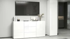 OTTO home Sideboard »Egypt, Kommode, Schrank, grifflos« 2 Türen, 3 Schubkästen, komplett weiß Hochglanz lackiert,Breite 160 cm