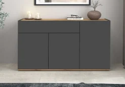OTTO home Sideboard »Garda, Kommode, Schrank, 3 Türen, 1 Schublade, Made in Italy« 3 Türen, 1 Schublade, grifflos Breite 120,1 cm, anthrazit/eiche matt