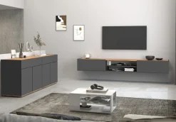 OTTO home Sideboard »Garda, Kommode, Schrank, 3 Türen, 1 Schublade, Made in Italy« 3 Türen, 1 Schublade, grifflos Breite 120,1 cm, anthrazit/eiche matt