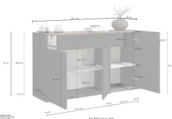 OTTO home Sideboard »Garda, Kommode, Schrank, 3 Türen, 1 Schublade, Made in Italy« 3 Türen, 1 Schublade, grifflos Breite 120,1 cm, anthrazit/eiche matt