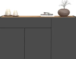 OTTO home Sideboard »Garda, Kommode, Schrank, 3 Türen, 1 Schublade, Made in Italy« 3 Türen, 1 Schublade, grifflos Breite 120,1 cm, anthrazit/eiche matt