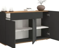 OTTO home Sideboard »Garda, Kommode, Schrank, 3 Türen, 1 Schublade, Made in Italy« 3 Türen, 1 Schublade, grifflos Breite 120,1 cm, anthrazit/eiche matt