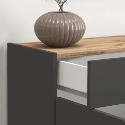 OTTO home Sideboard »Garda, Kommode, Schrank, 3 Türen, 1 Schublade, Made in Italy« 3 Türen, 1 Schublade, grifflos Breite 120,1 cm, anthrazit/eiche matt