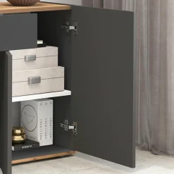 OTTO home Sideboard »Garda, Kommode, Schrank, 3 Türen, 1 Schublade, Made in Italy« 3 Türen, 1 Schublade, grifflos Breite 120,1 cm, anthrazit/eiche matt