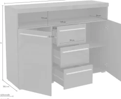 OTTO home Sideboard »India,Breite 132cm stilvolle Anrichte mit 2Türen, 3 Schubladen« Kommode viel Stauraum, Einlegeböden verstellbar,ohne Beleuchtung