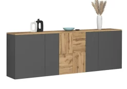 OTTO home Sideboard »ISEO, Kommode, Schrank, Sideboard, Lowboard, 6 Fächer, Breite 200 cm« 1 Stk. tlg. stehend/hängend, 5 Türen, 6 Fächer, Breite 200 cm