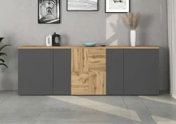 OTTO home Sideboard »ISEO, Kommode, Schrank, Sideboard, Lowboard, 6 Fächer, Breite 200 cm« 1 Stk. tlg. stehend/hängend, 5 Türen, 6 Fächer, Breite 200 cm