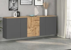 OTTO home Sideboard »ISEO, Kommode, Schrank, Sideboard, Lowboard, 6 Fächer, Breite 200 cm« 1 Stk. tlg. stehend/hängend, 5 Türen, 6 Fächer, Breite 200 cm