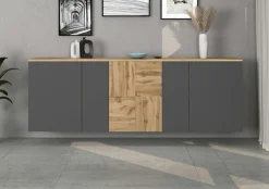 OTTO home Sideboard »ISEO, Kommode, Schrank, Sideboard, Lowboard, 6 Fächer, Breite 200 cm« 1 Stk. tlg. stehend/hängend, 5 Türen, 6 Fächer, Breite 200 cm