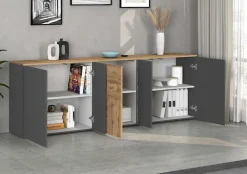 OTTO home Sideboard »ISEO, Kommode, Schrank, Sideboard, Lowboard, 6 Fächer, Breite 200 cm« 1 Stk. tlg. stehend/hängend, 5 Türen, 6 Fächer, Breite 200 cm