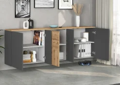 OTTO home Sideboard »ISEO, Kommode, Schrank, Sideboard, Lowboard, 6 Fächer, Breite 200 cm« 1 Stk. tlg. stehend/hängend, 5 Türen, 6 Fächer, Breite 200 cm